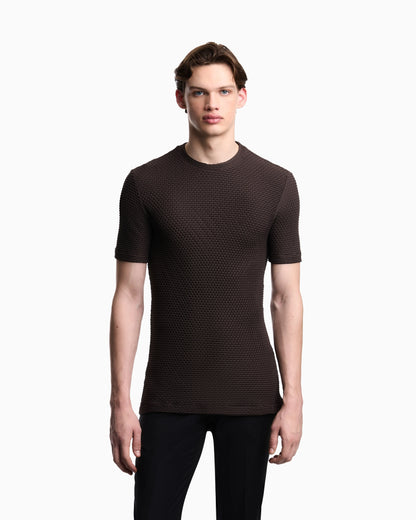 T-shirt in embossed two-way stretch jersey