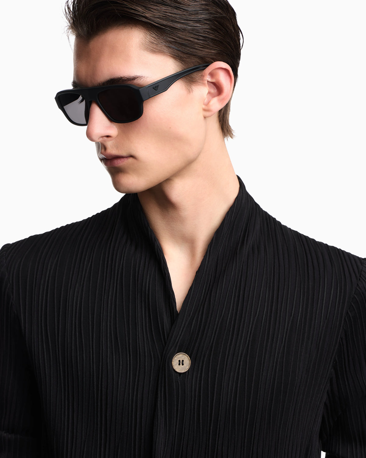 Pleated effect fabric blazer