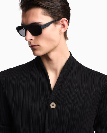 Pleated effect fabric blazer