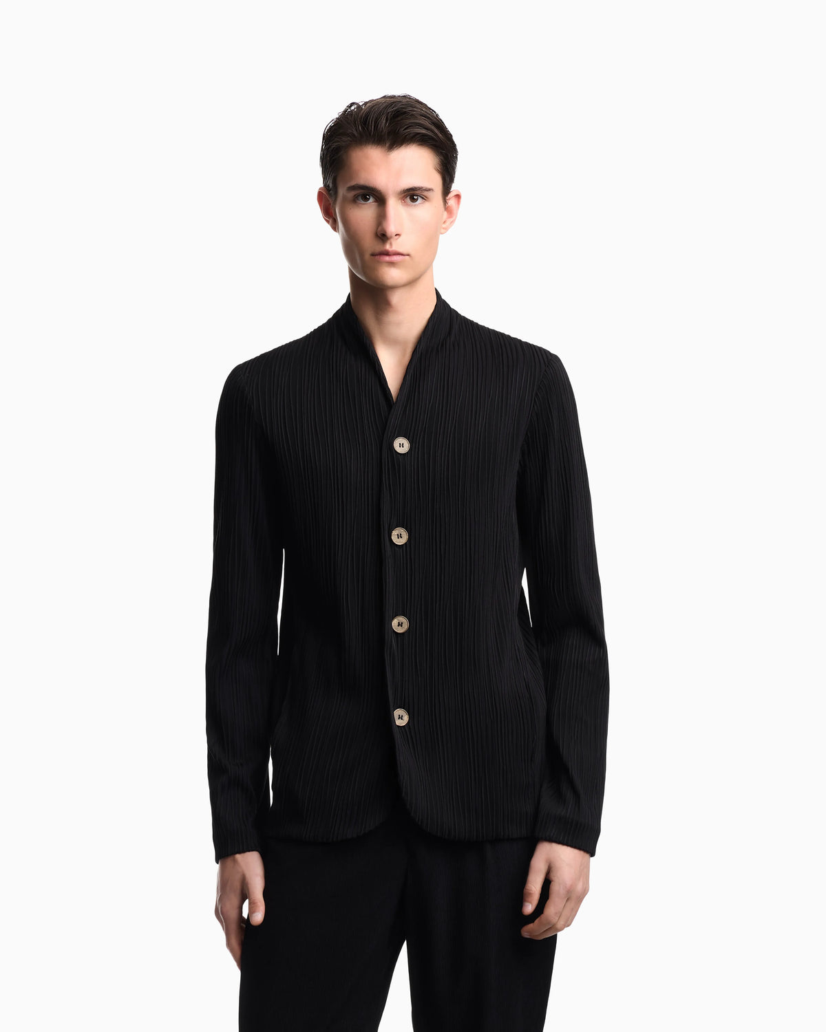 Pleated effect fabric blazer