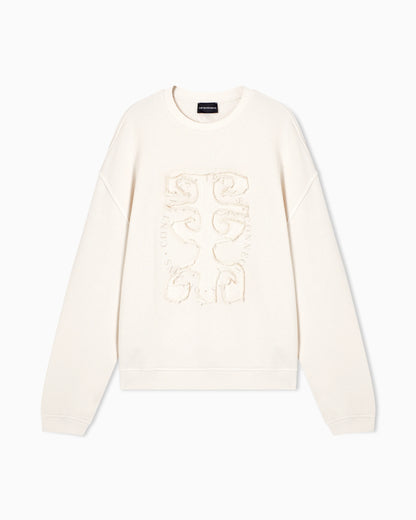 Jersey twill sweatshirt with raw-cut decoration