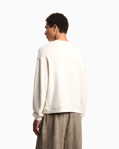 Jersey twill sweatshirt with raw-cut decoration