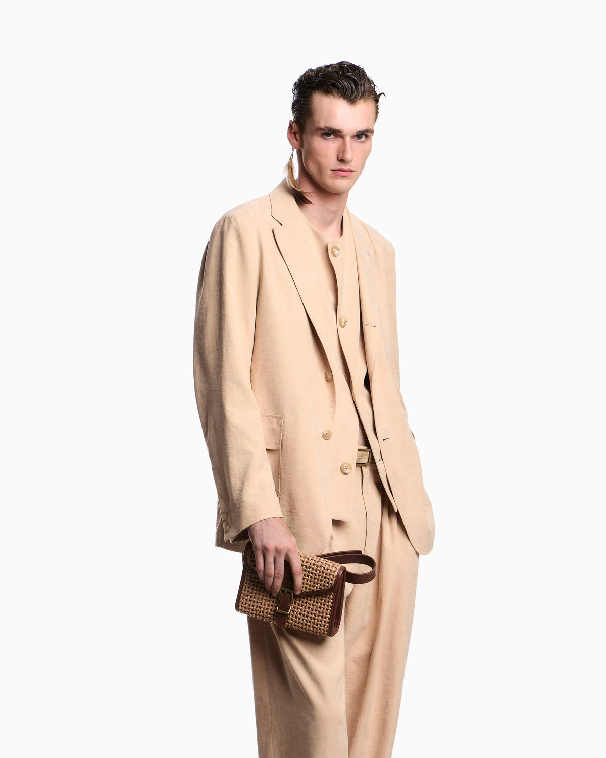 Single-breasted jacket in cupro-feel twill