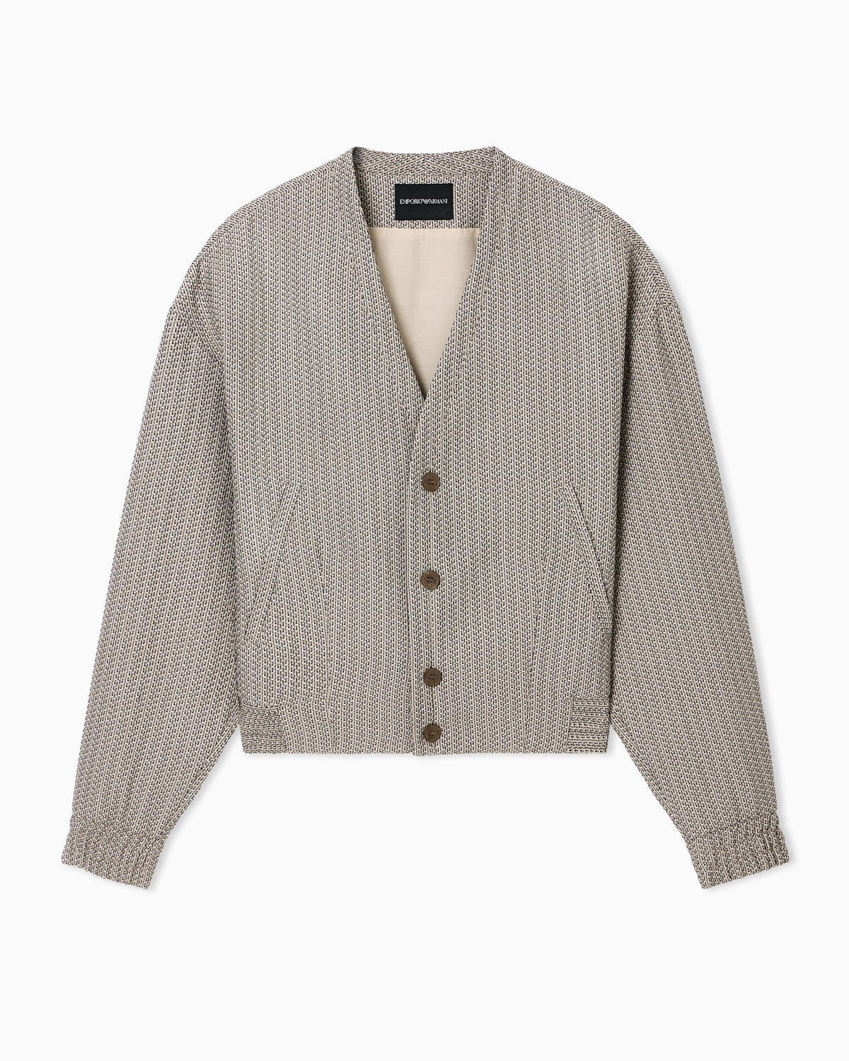 V-neck blouson in 3D effect micro-pattern fabric