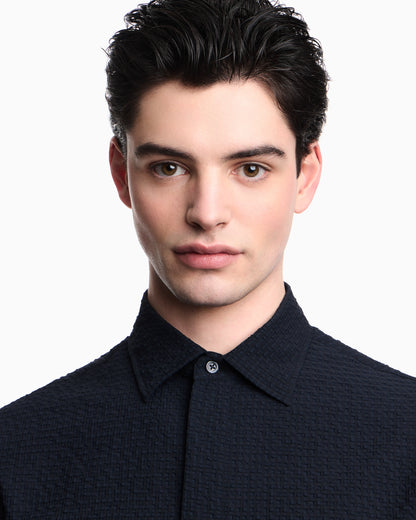 Icon short-sleeved technical seersucker shirt