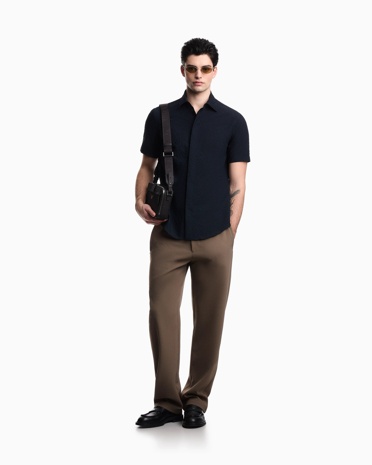 Icon short-sleeved technical seersucker shirt