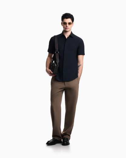 Icon short-sleeved technical seersucker shirt