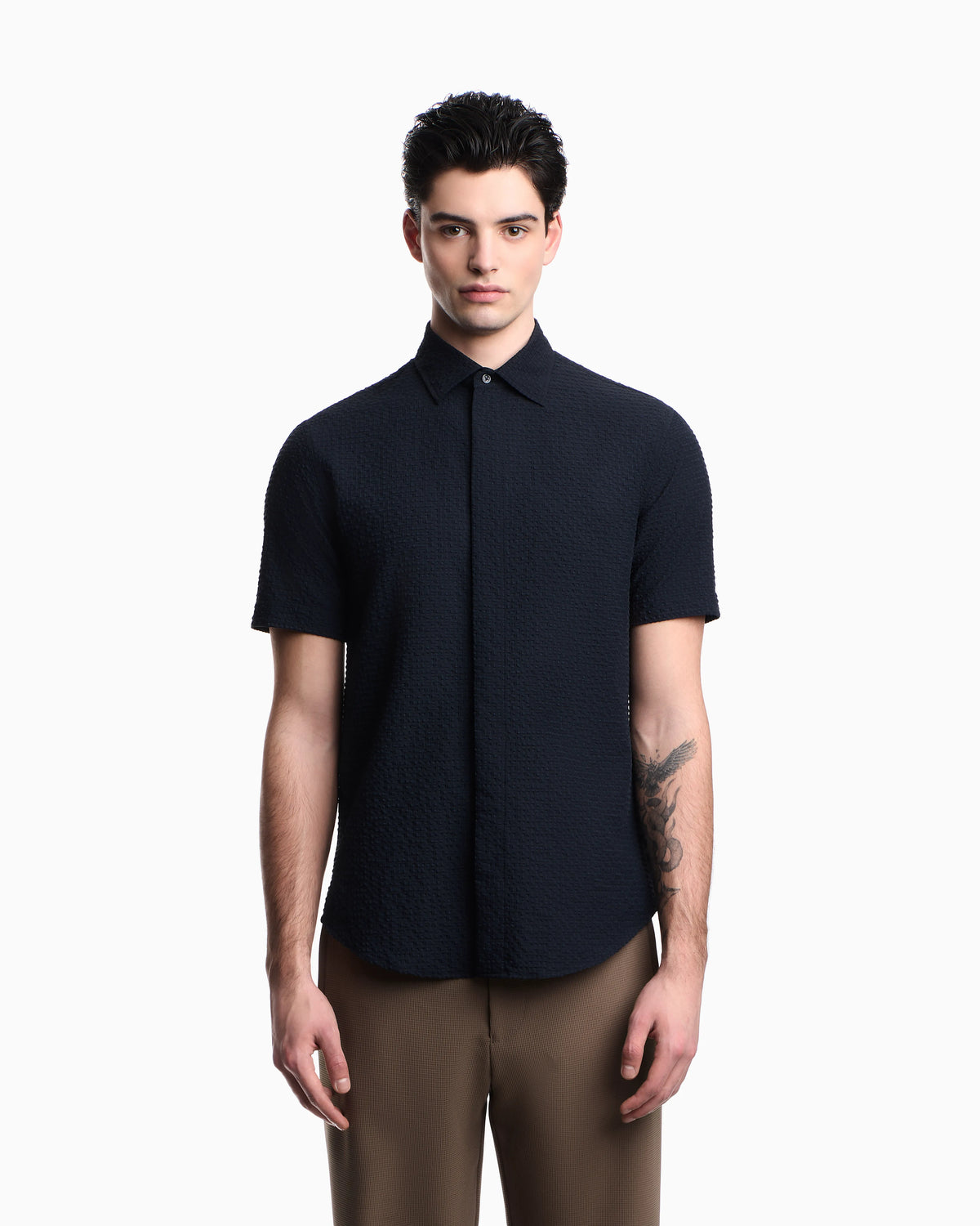 Icon short-sleeved technical seersucker shirt