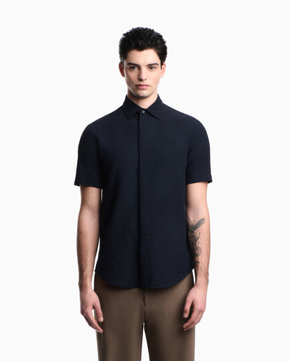 Icon short-sleeved technical seersucker shirt
