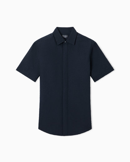 Icon short-sleeved technical seersucker shirt