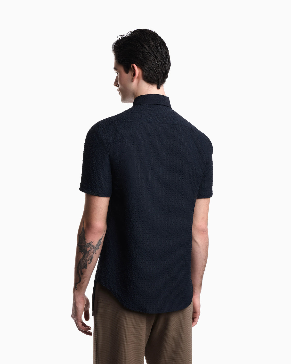 Icon short-sleeved technical seersucker shirt