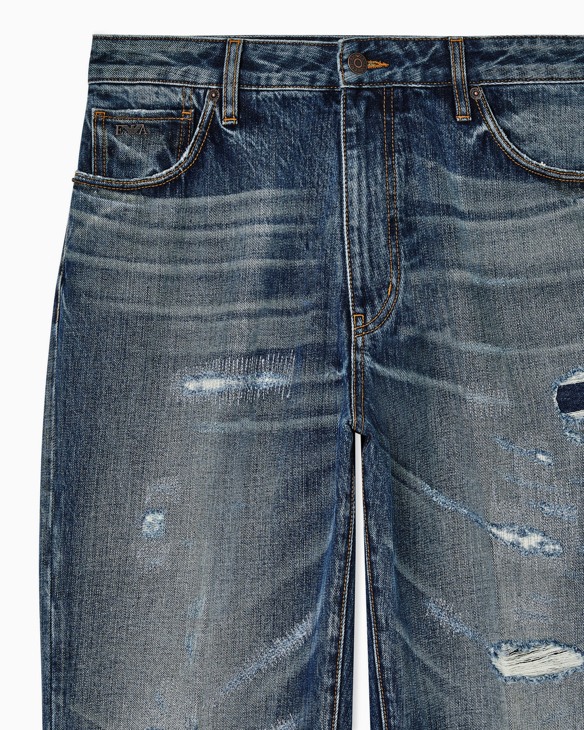 J22 regular-fit, stone-washed denim jeans with rips