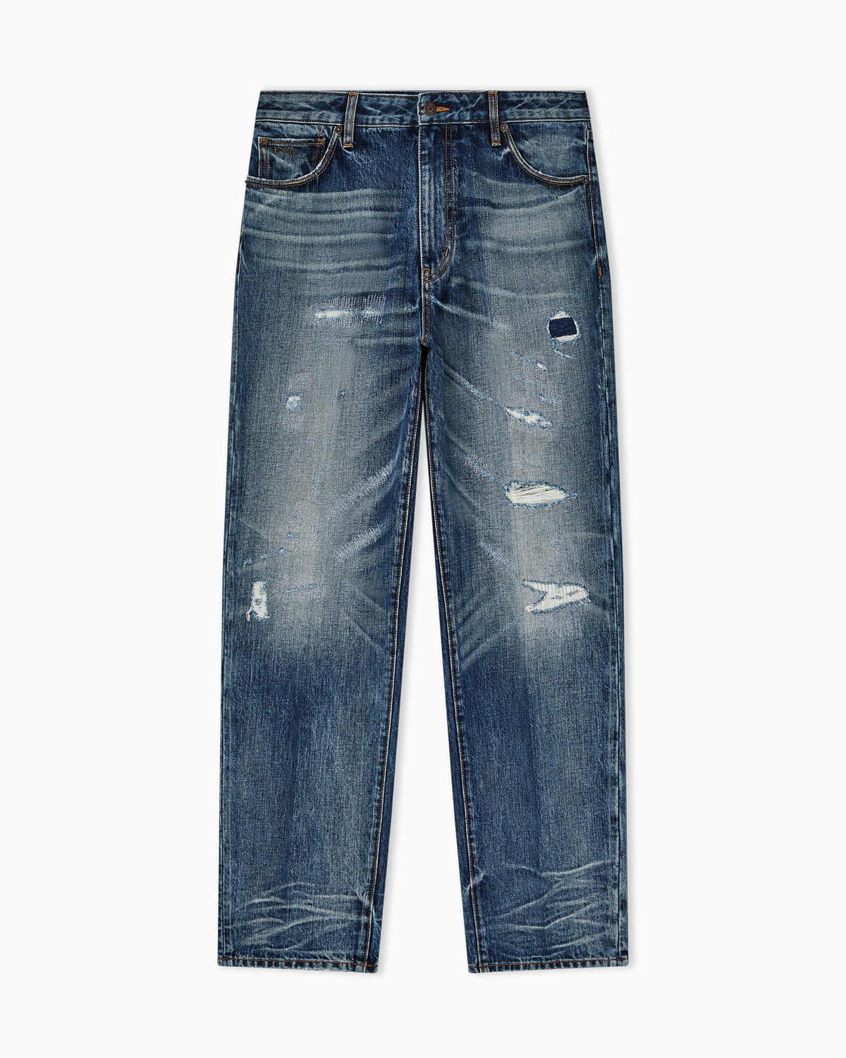 J22 regular-fit, stone-washed denim jeans with rips