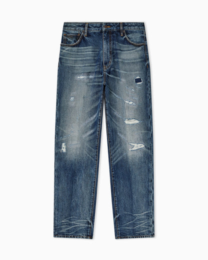 J22 regular-fit, stone-washed denim jeans with rips