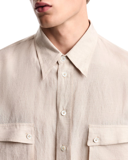 Denim-effect linen-blend shirt