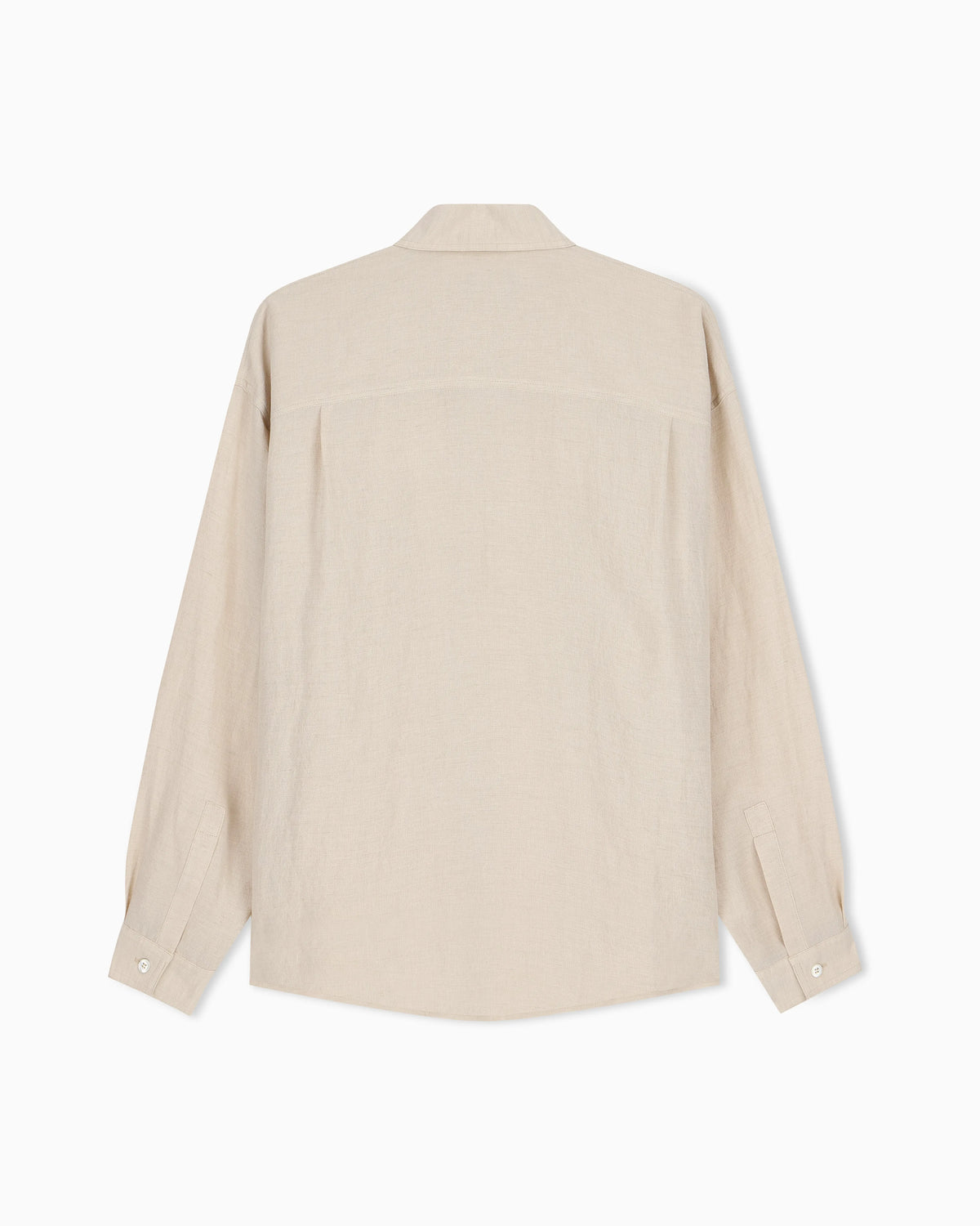 Denim-effect linen-blend shirt