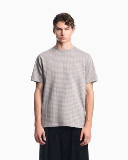Jersey jacquard knit-effect T-shirt