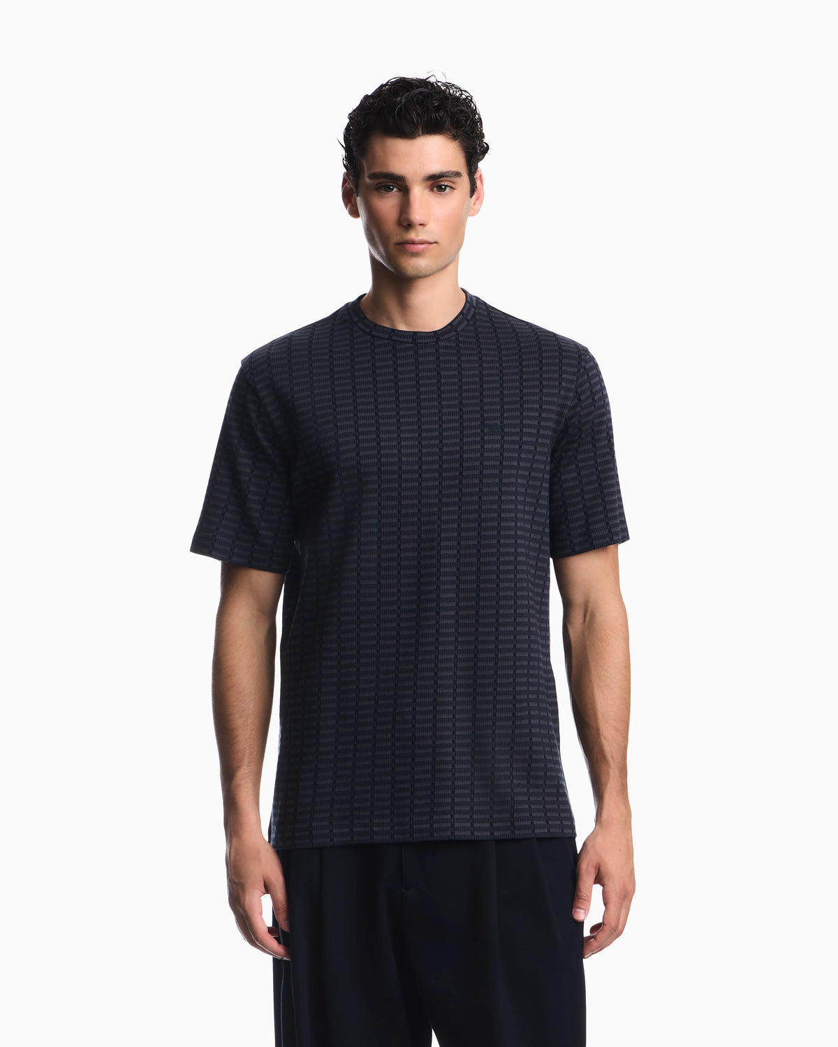 Jersey jacquard knit-effect T-shirt