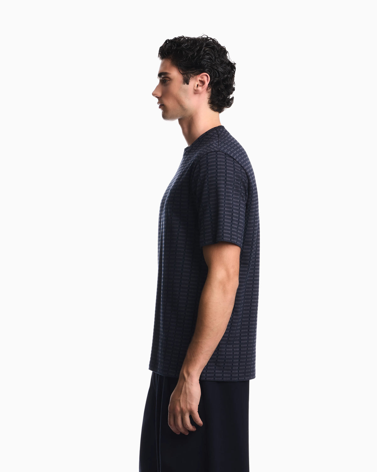 Jersey jacquard knit-effect T-shirt