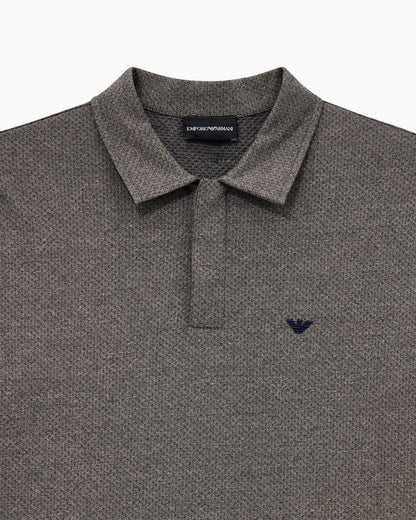 Polo in mouliné jacquard jersey