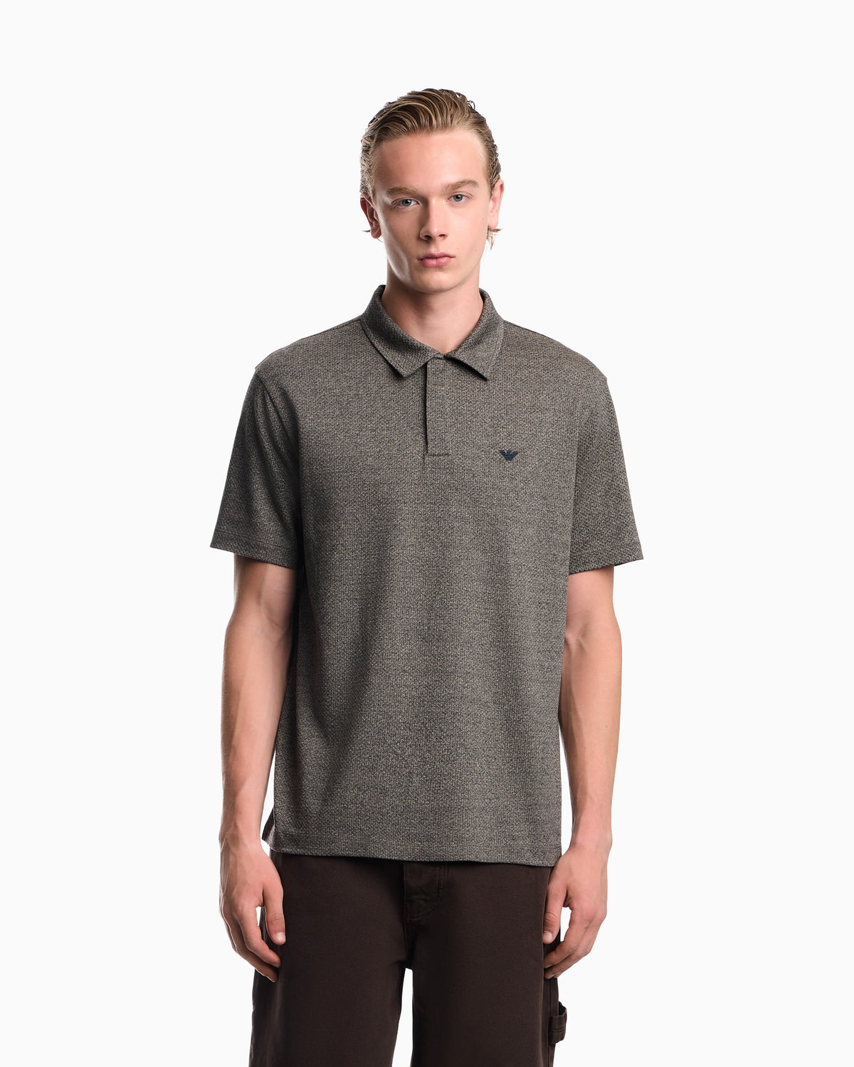 Polo in mouliné jacquard jersey