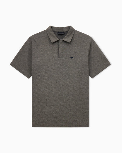 Polo in mouliné jacquard jersey