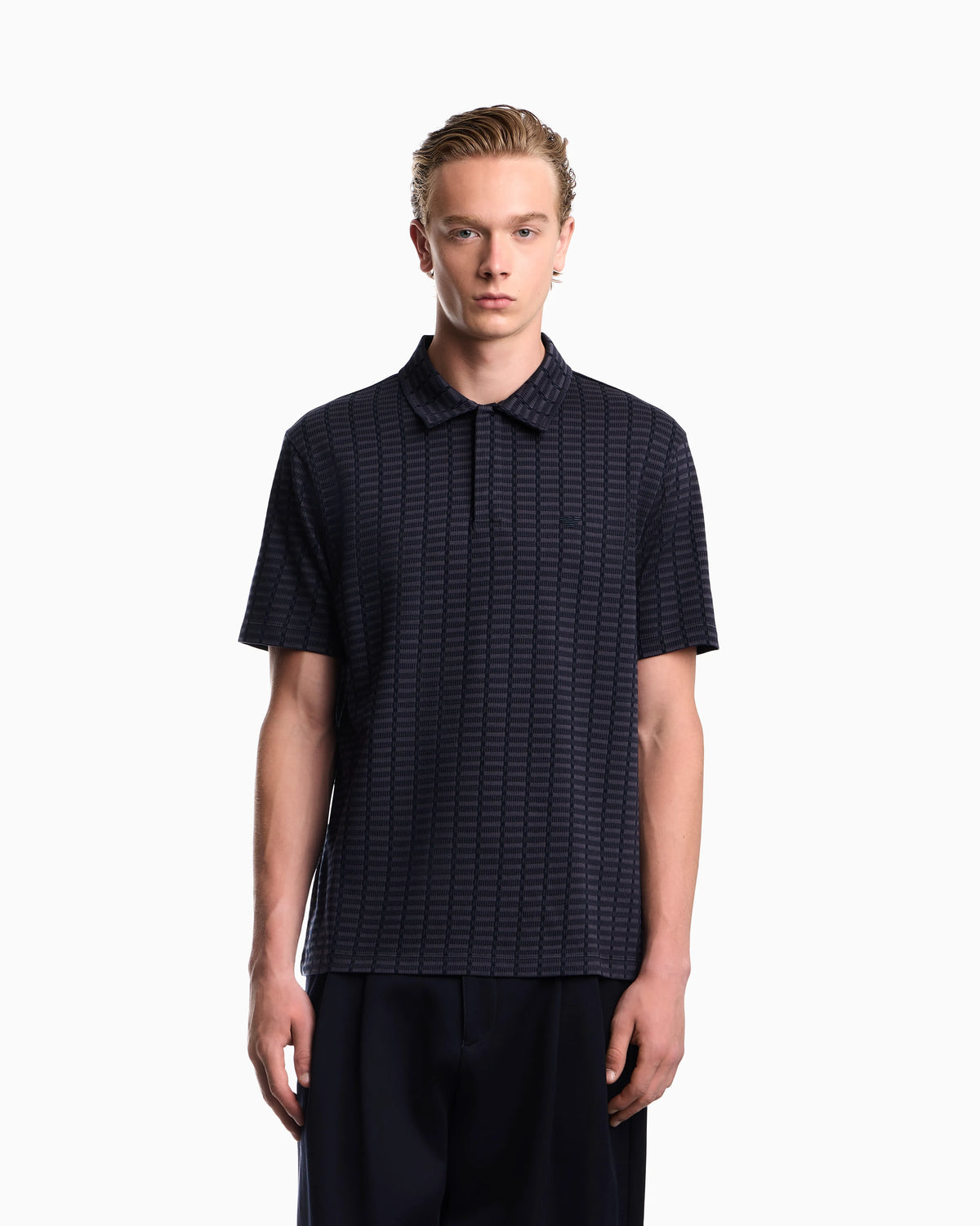 Polo in mouliné jacquard jersey