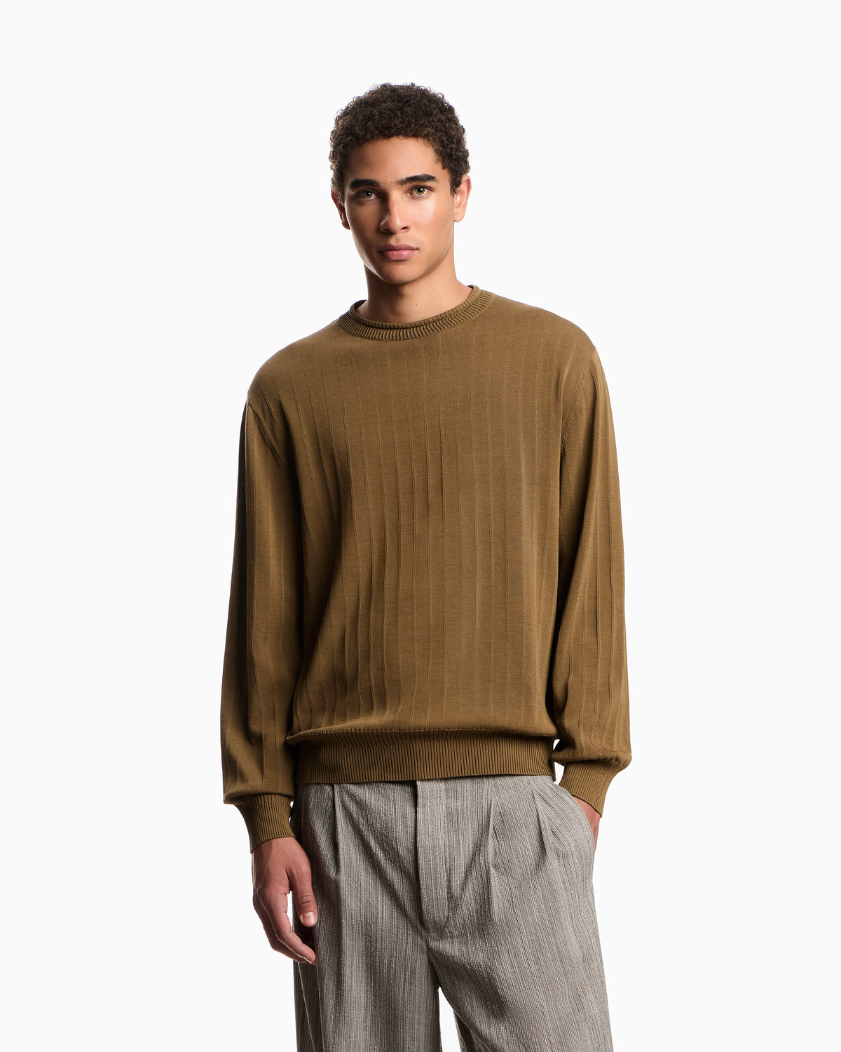 Ribbed-effect tuck stitch jumper