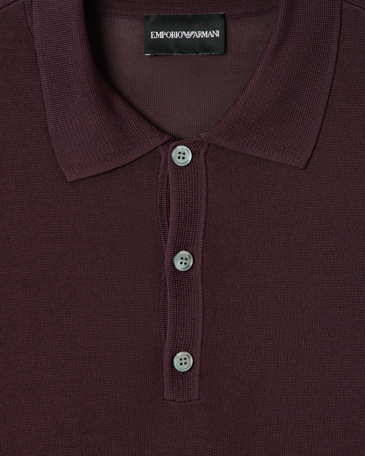 Plain-knit polo shirt
