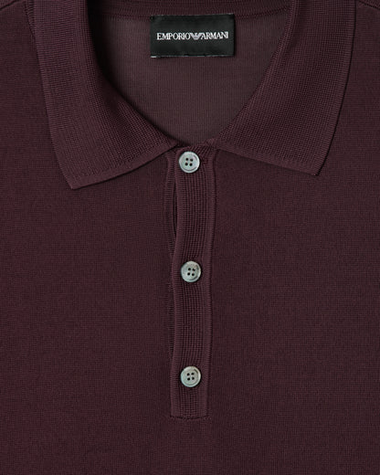 Plain-knit polo shirt