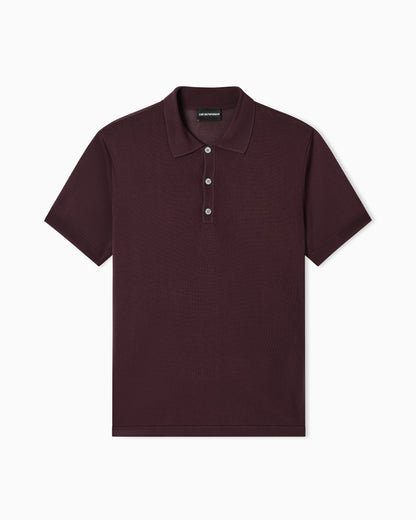 Plain-knit polo shirt