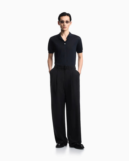 Plain-knit polo shirt