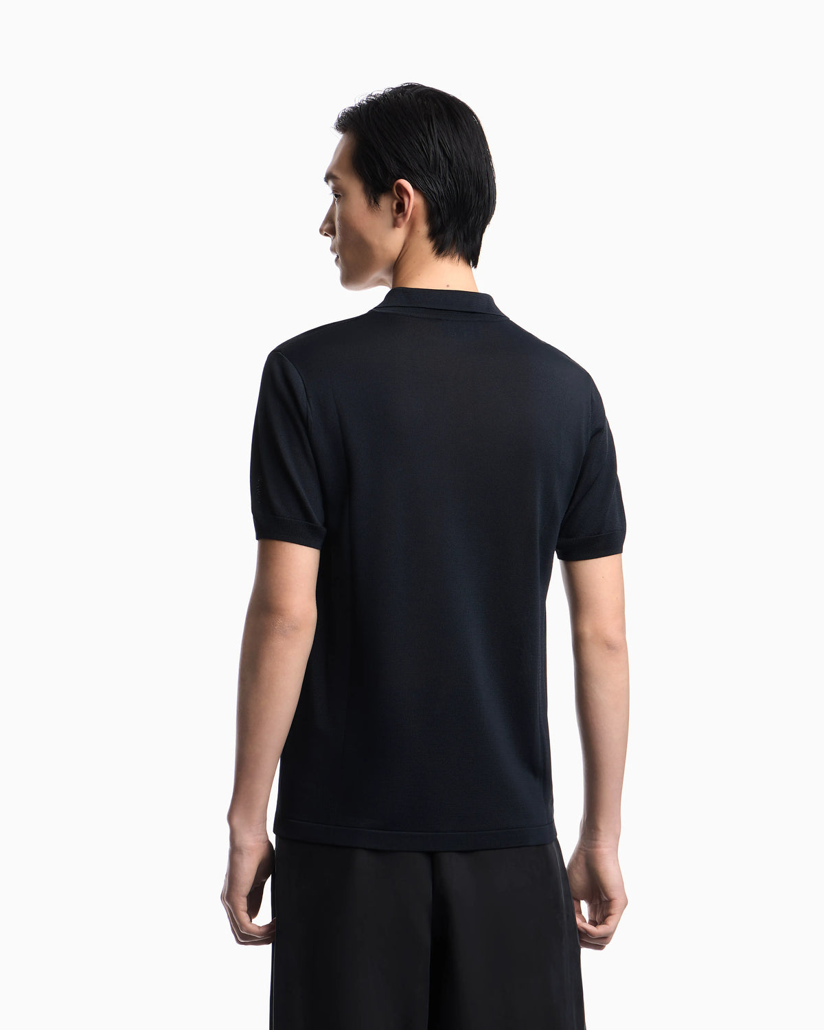 Plain-knit polo shirt
