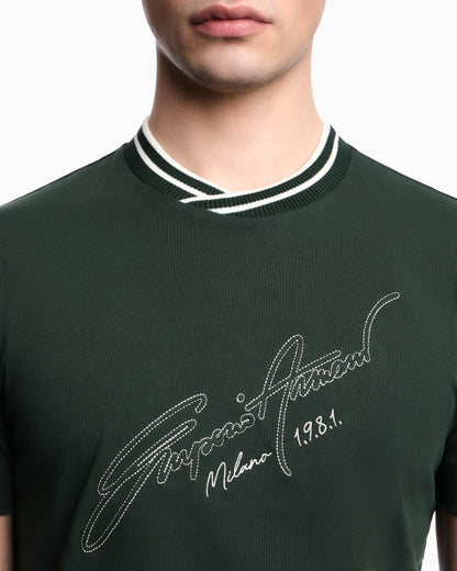 Slim-fit, heavy jersey T-shirt with logo signature embroidery