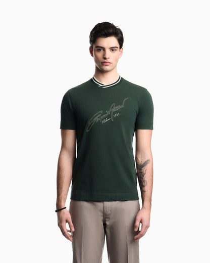 Slim-fit, heavy jersey T-shirt with logo signature embroidery