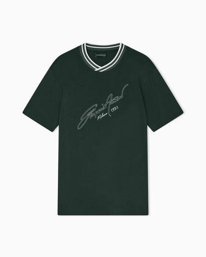 Slim-fit, heavy jersey T-shirt with logo signature embroidery