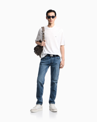 Oversized jersey T-shirt with used-effect logo print