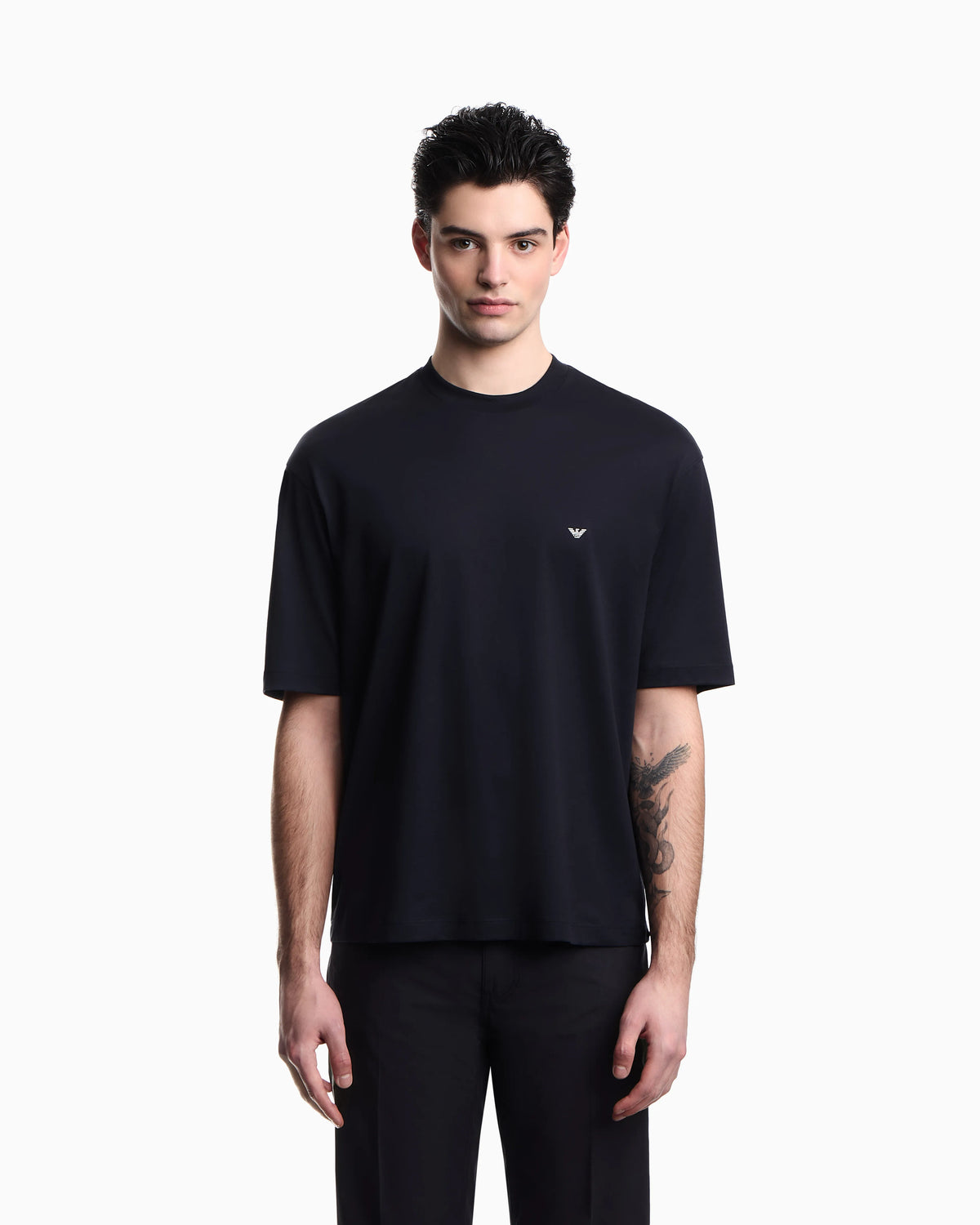 Oversized jersey T-shirt with used-effect logo print