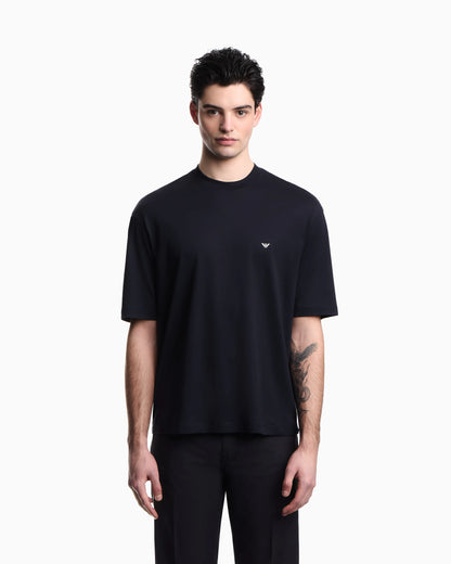 Oversized jersey T-shirt with used-effect logo print