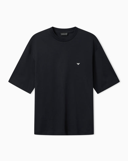Oversized jersey T-shirt with used-effect logo print