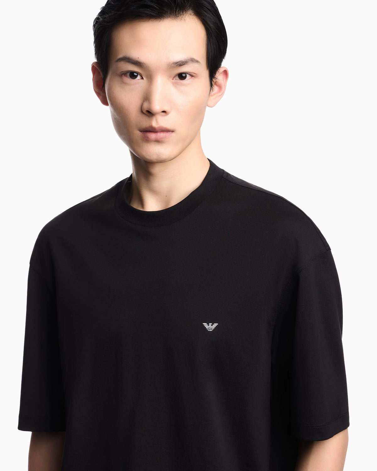 Oversized jersey T-shirt with used-effect logo print