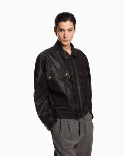 Washed, vegetable-tanned nappa blouson