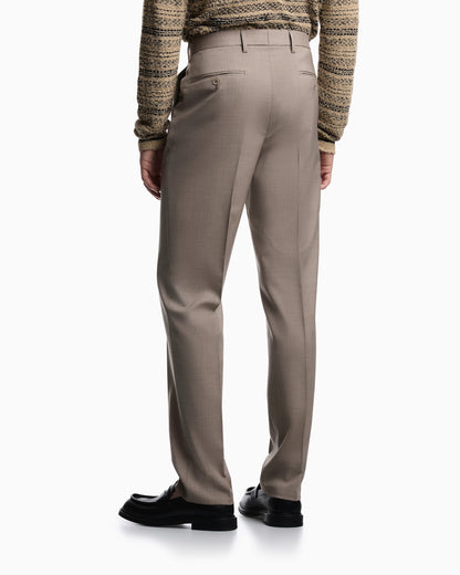Trousers in natural stretch tropical light wool