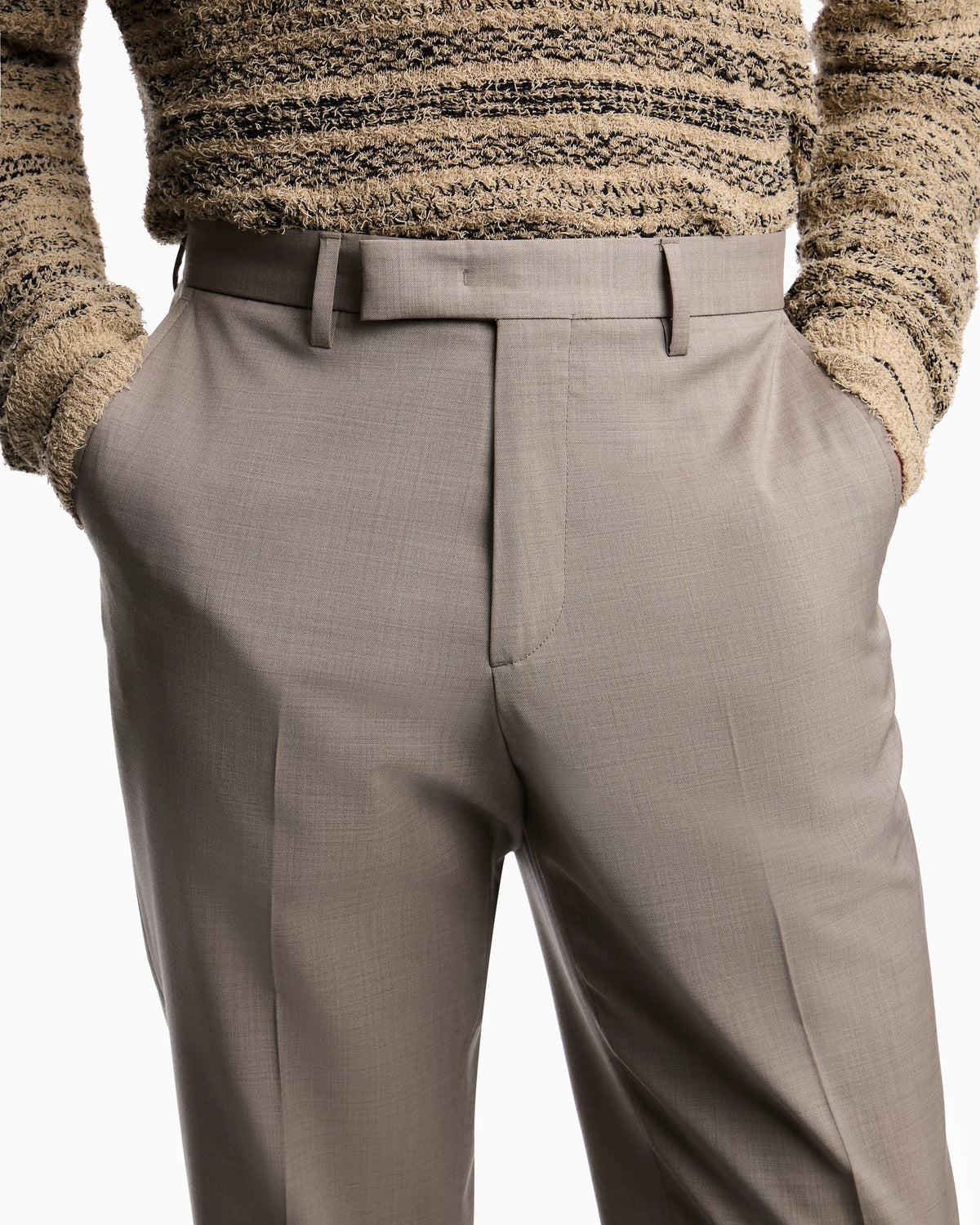 Trousers in natural stretch tropical light wool