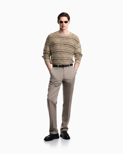 Trousers in natural stretch tropical light wool