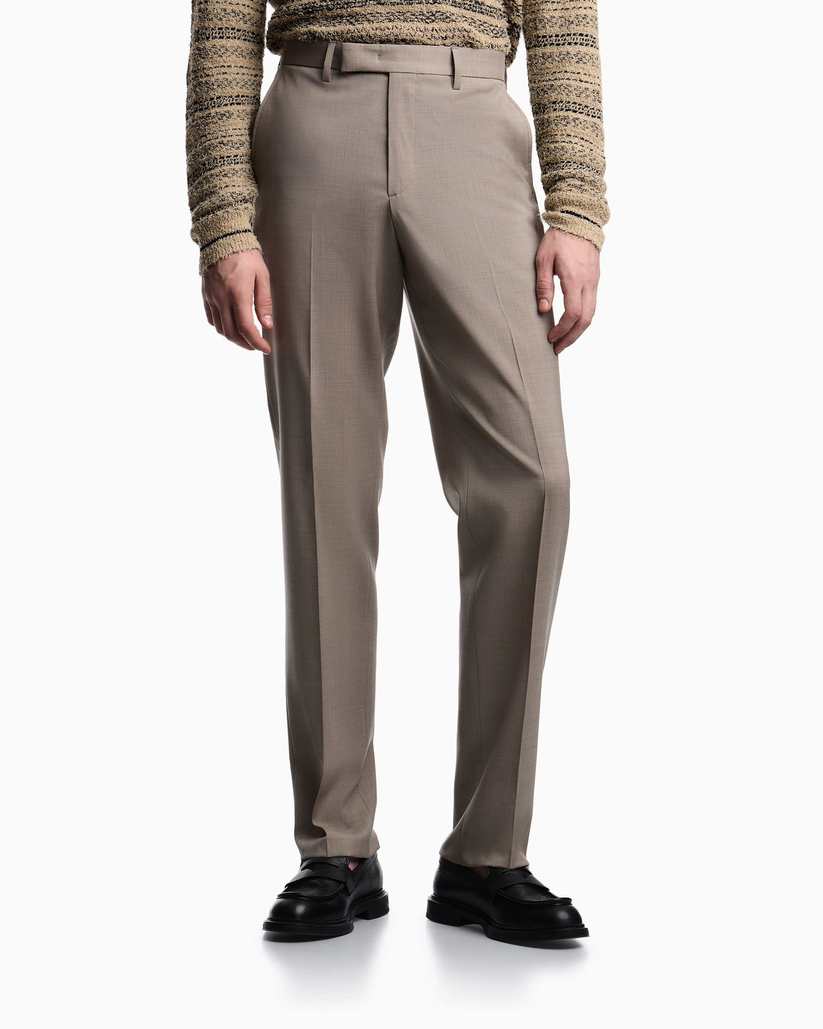 Trousers in natural stretch tropical light wool
