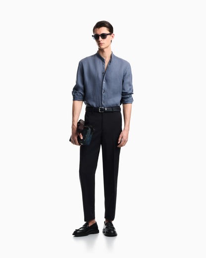 Trousers in natural stretch tropical light wool