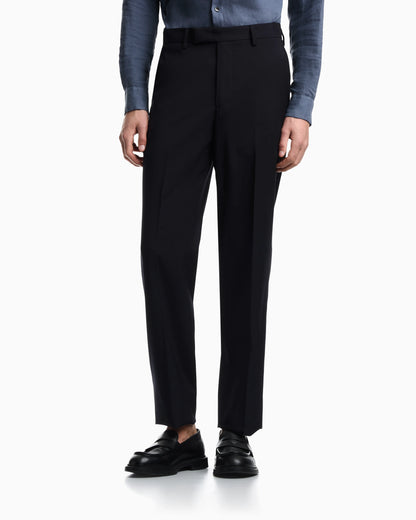 Trousers in natural stretch tropical light wool