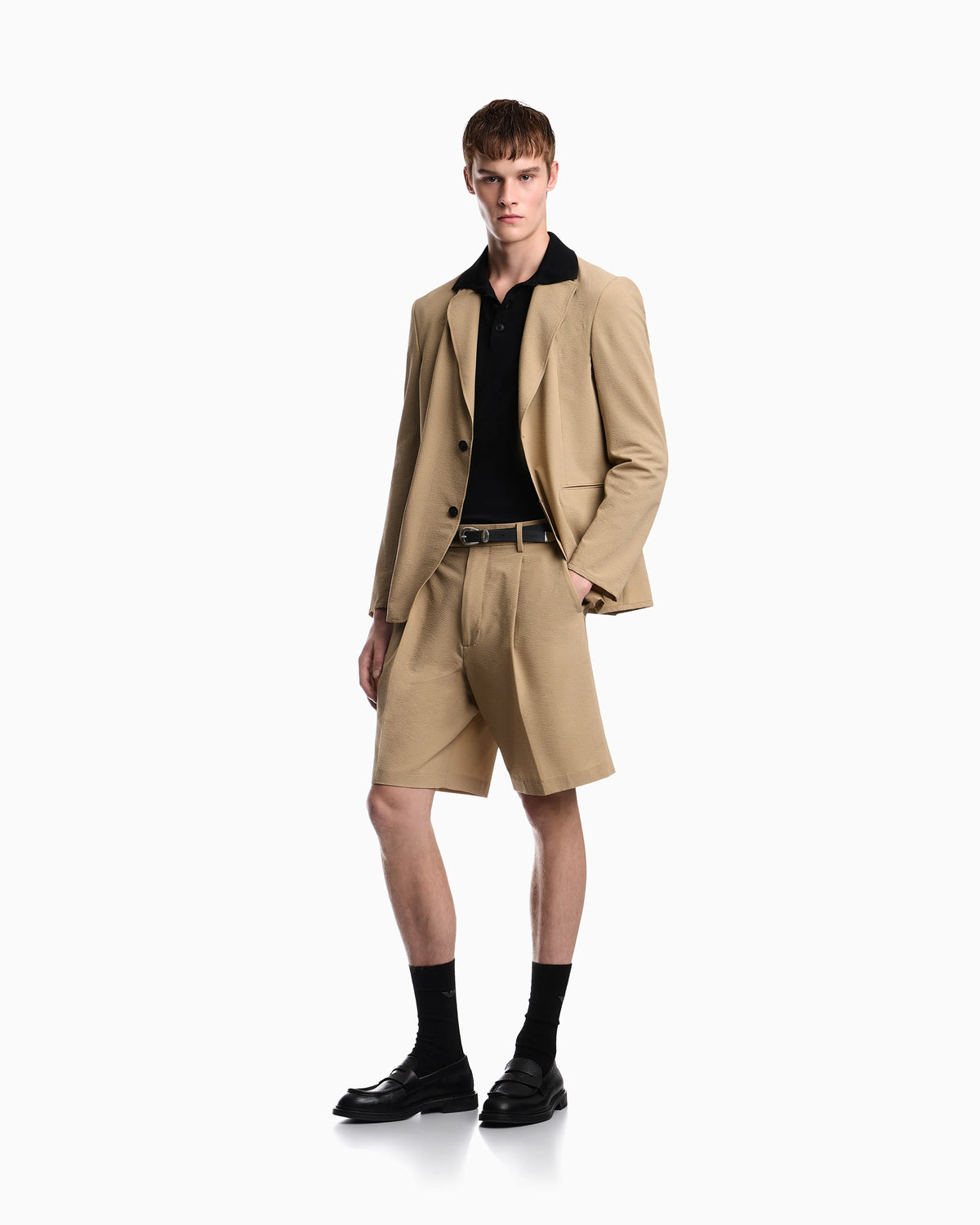 Seersucker blazer with down padding and a regular fit
