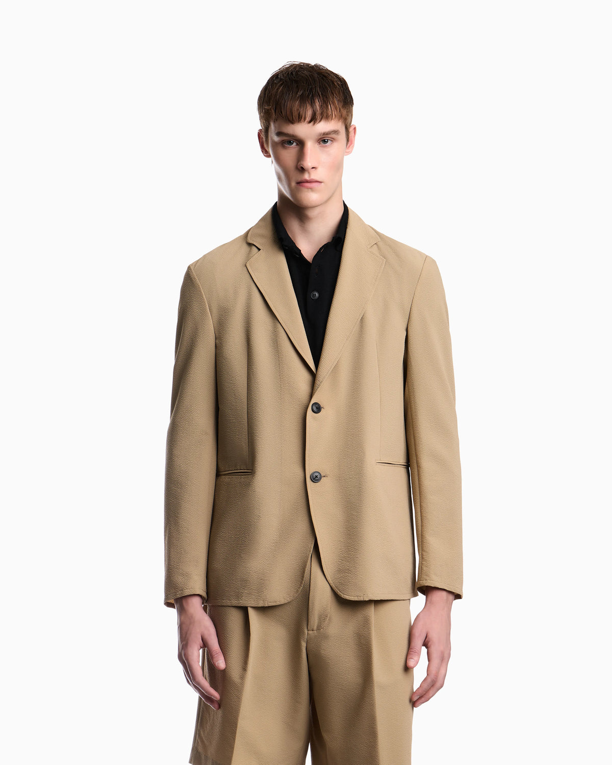 Seersucker blazer with down padding and a regular fit